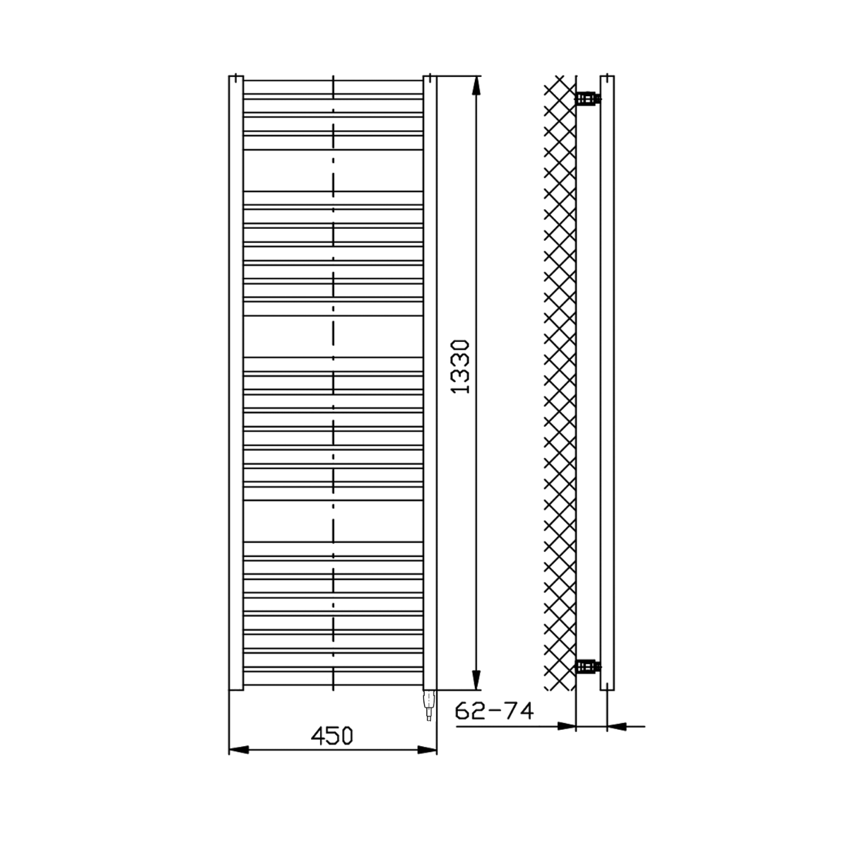 Sapho Tondi elektrische radiator wit 45x133cm 500W