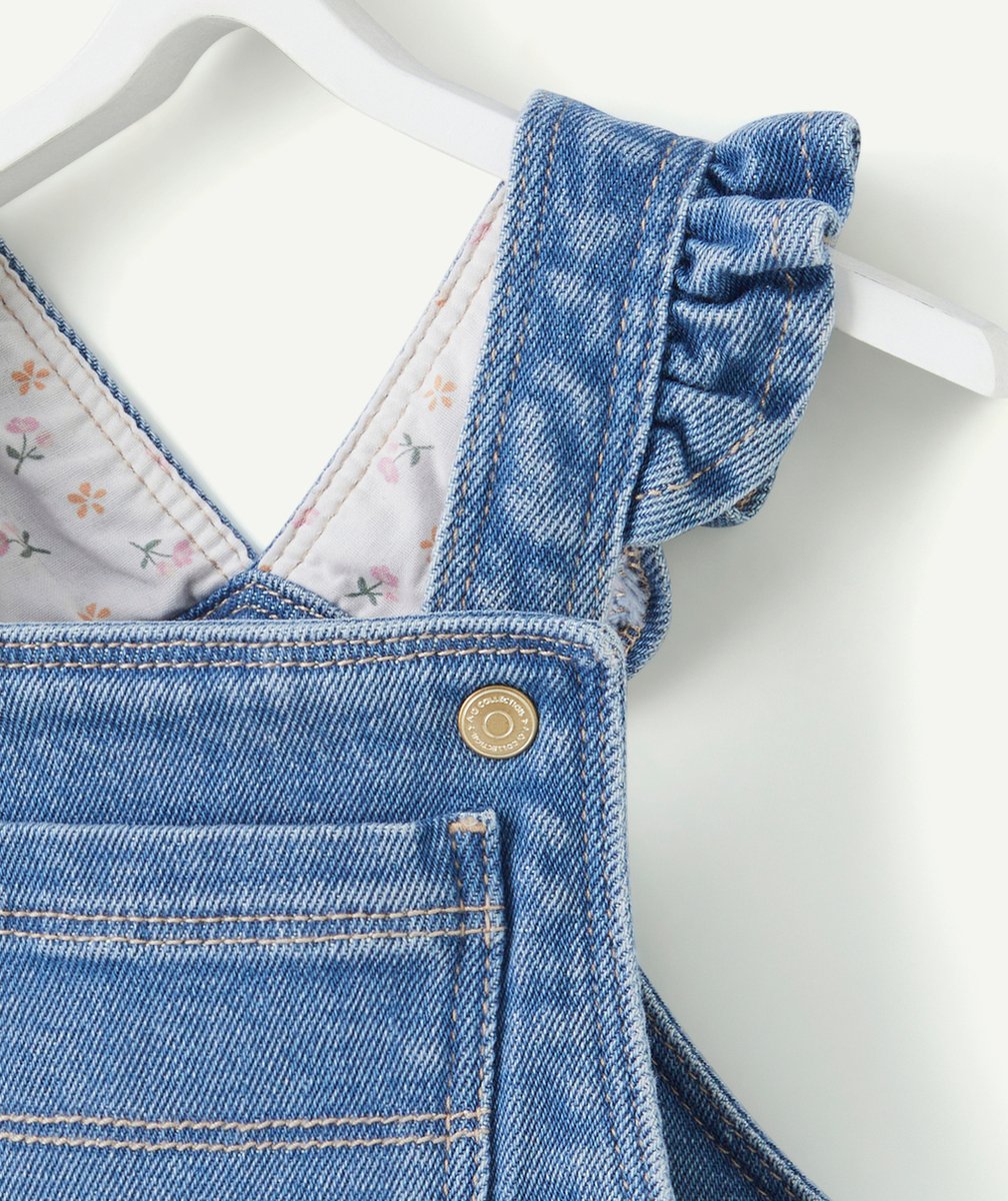SALOPETTE BÉBÉ FILLE EN DENIM LOW IMPACT AVEC DÉTAILS VOLANTÉS