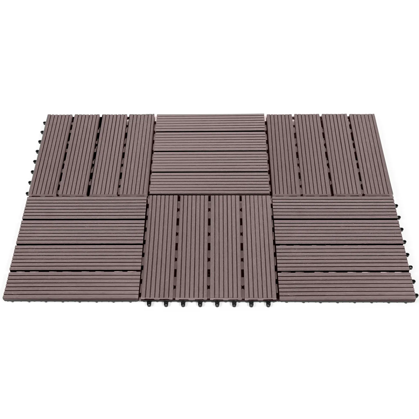Lot de 5 dalles de terrasse WODHY clipsables bois composite taupe 30 x 30 cm