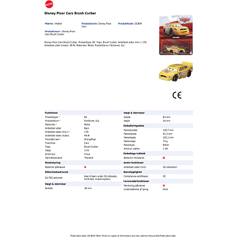 Disney Pixar Cars 3, 1 stk. legetøjsbil