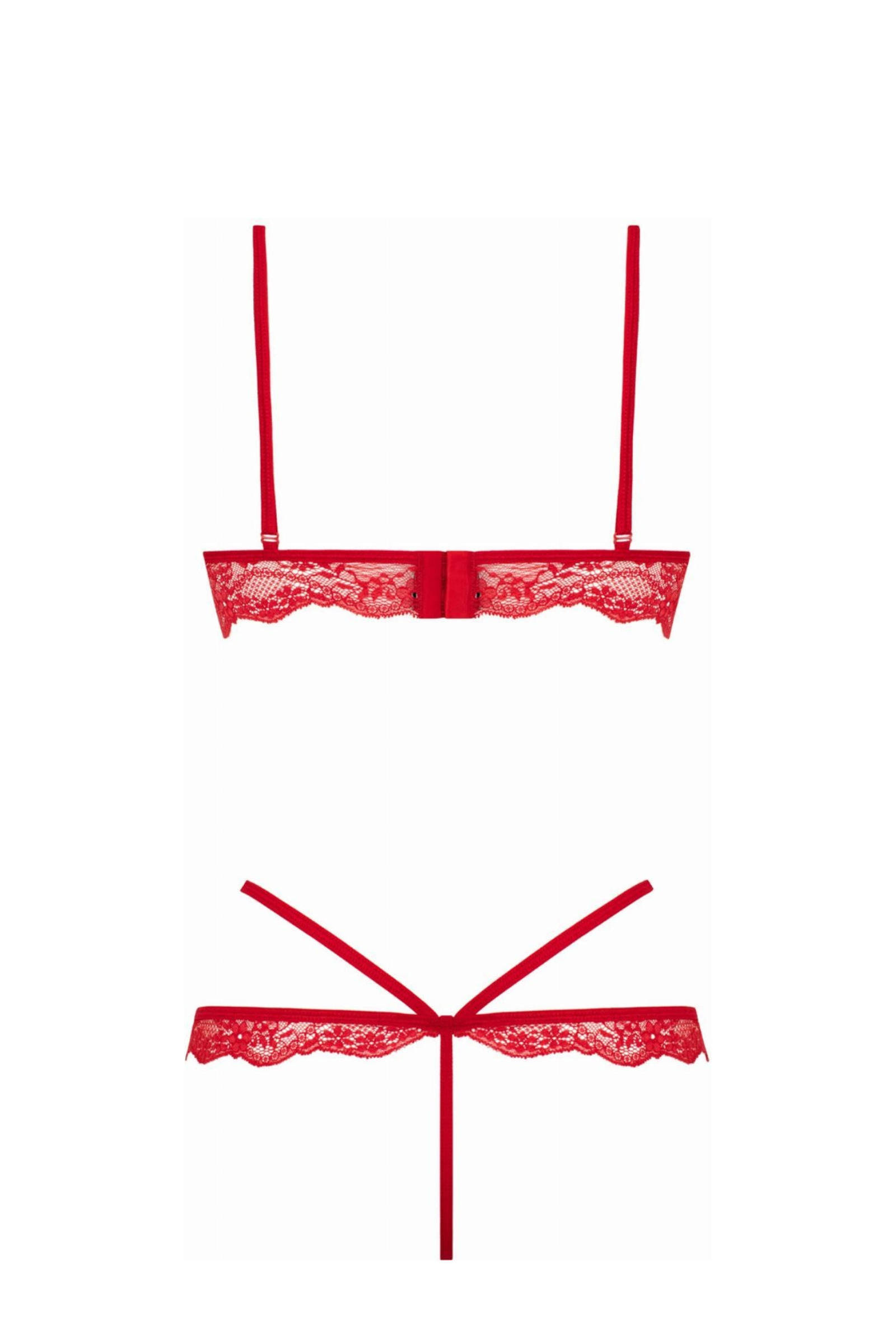 Christine le Duc kanten bralette met string Marinka rood