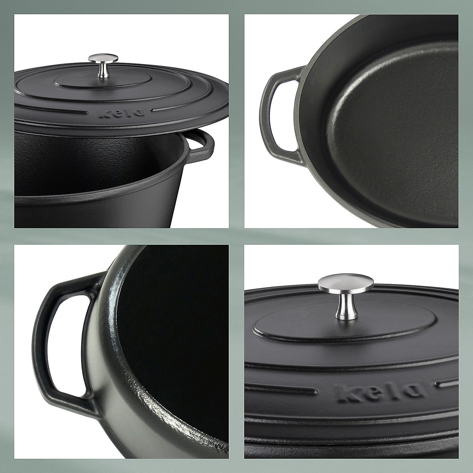 Braadpan Gietijzer Ovaal Zwart, 33 cm x 26 cm- Kela | Calido
