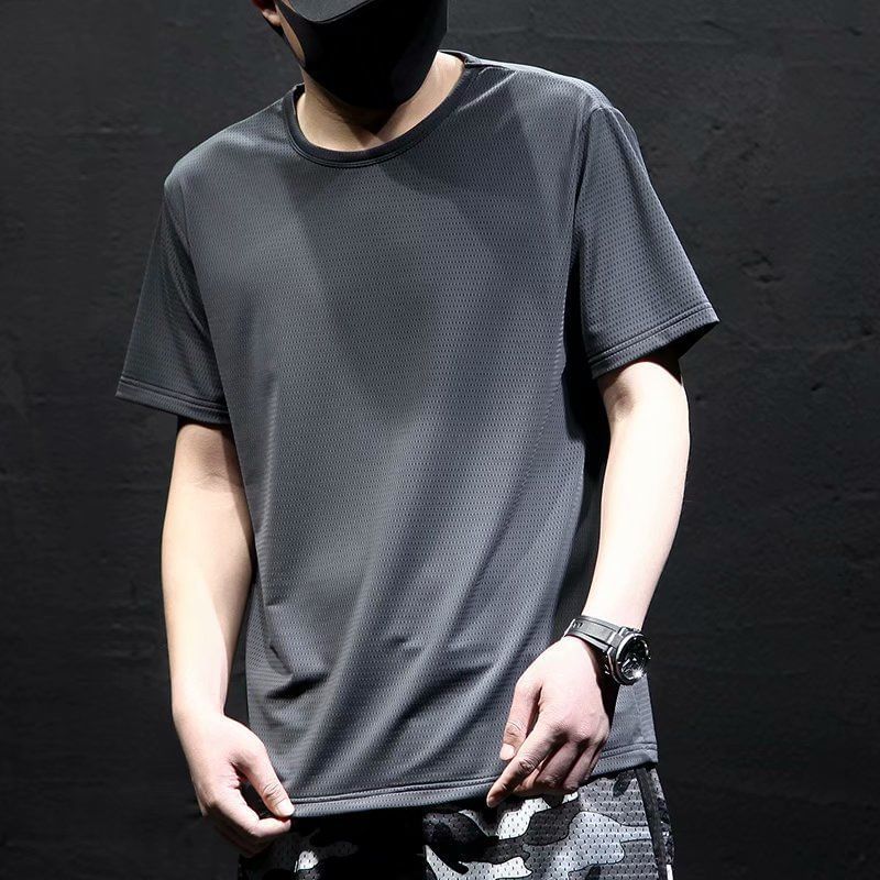Acrius - T-shirt met korte mouwen en ronde hals, effen