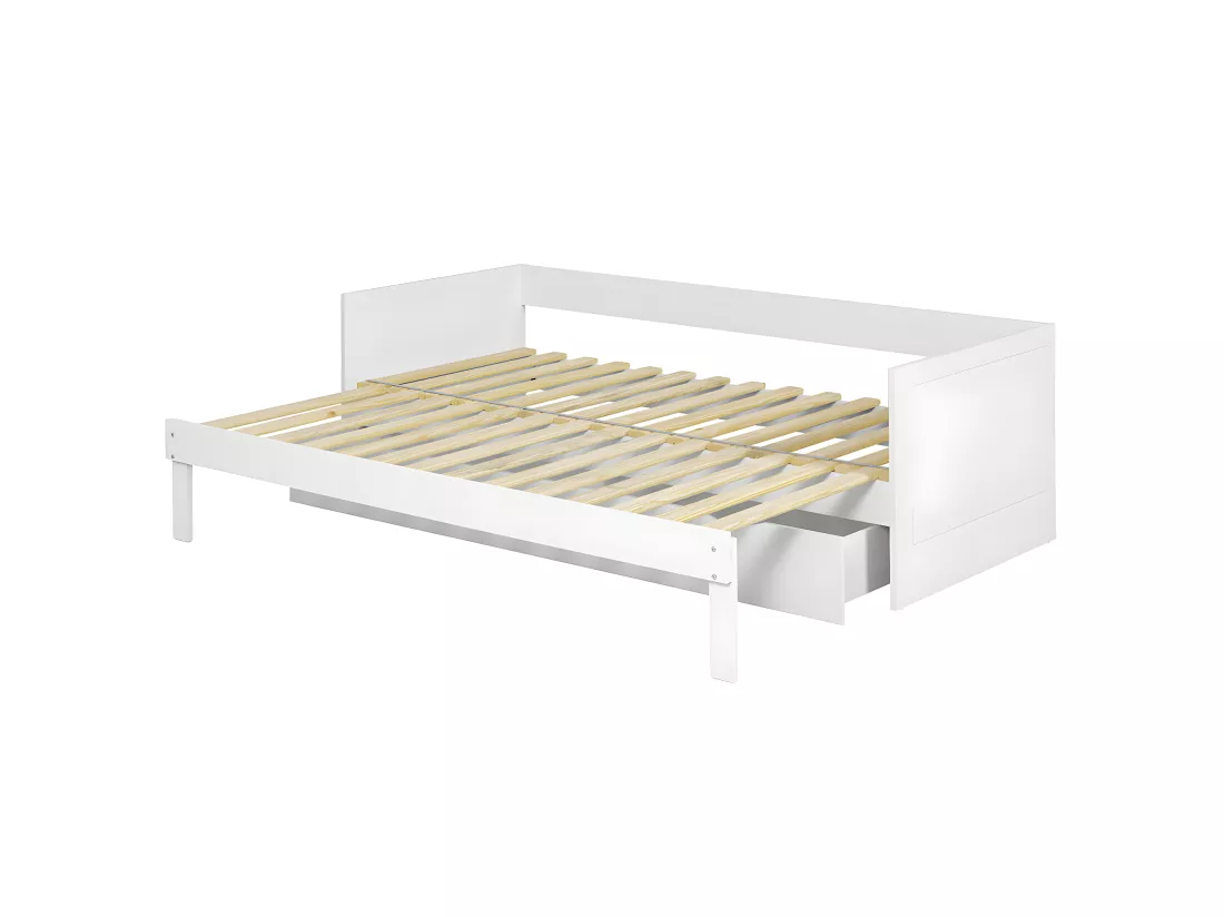 Lit gigogne avec 2 matelas 80x200 cm panneaux de fibres blanc MOLLY