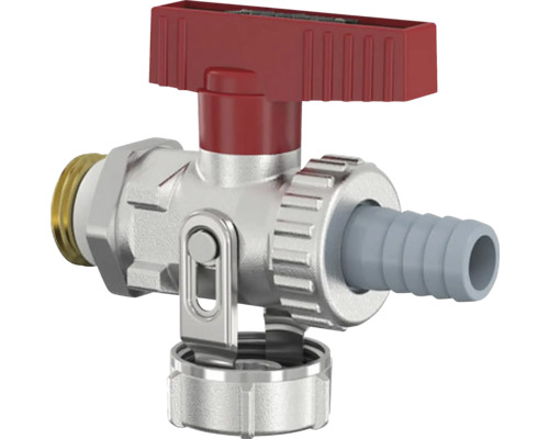 KFE Simplex kogelkraan 1/2 x 3/4 inch buitendraad rechte doorgang met slangaansluiting, messing vernikkeld F10638