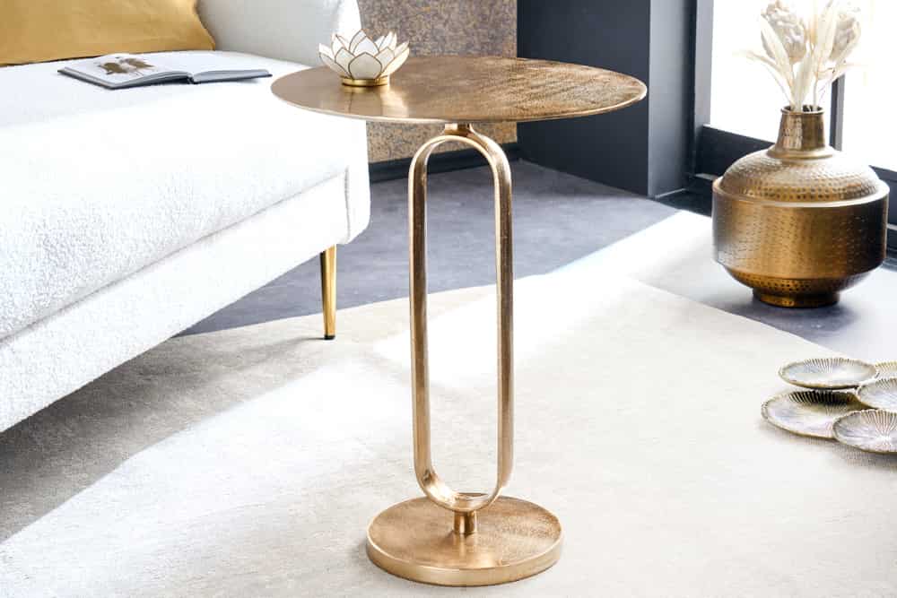 Runder Beistelltisch ELEGANCE 60cm gold Metall Aluminium handmade