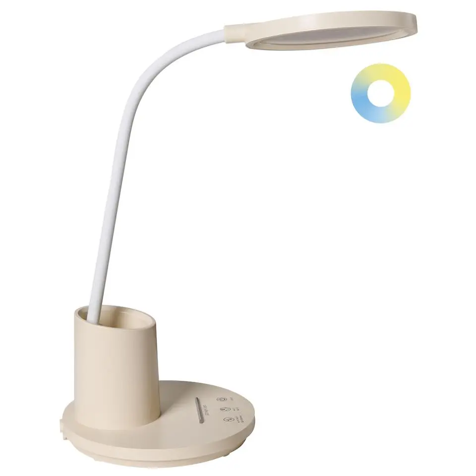 VELA - Bureaulamp LED - Lichtbeige - Synthetisch materiaal