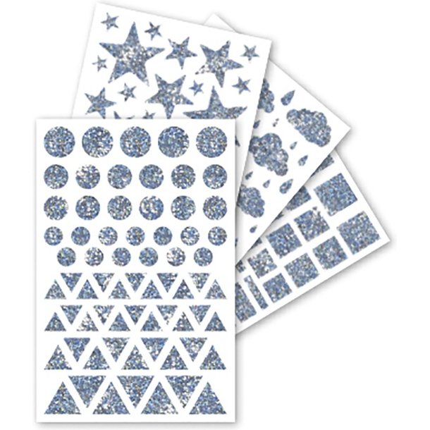 Gommette holographique maildor10,5x16cm design assortis coloris argent sachet 20 planches 1065 unites