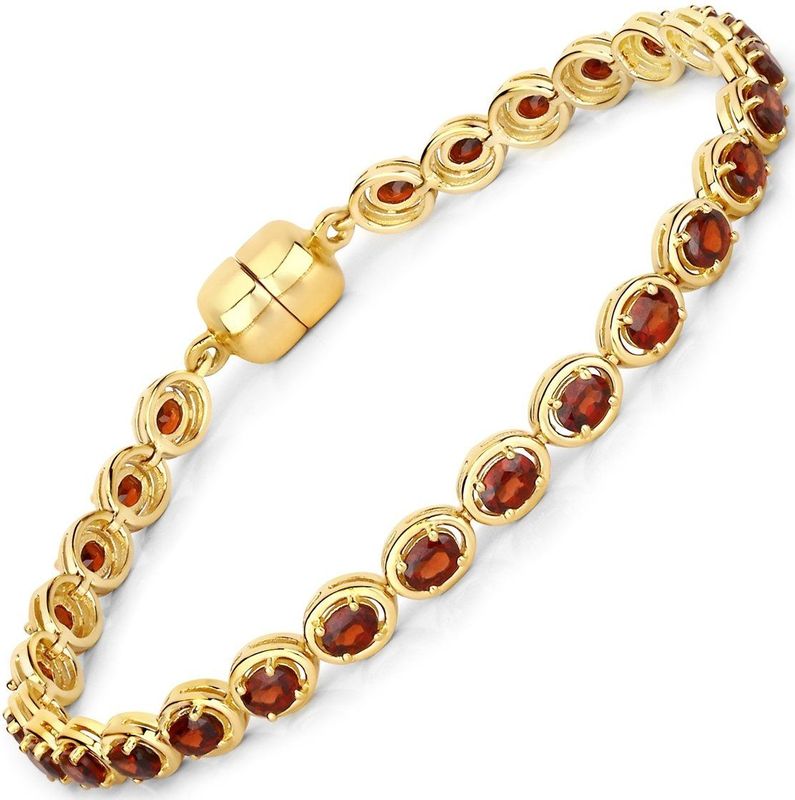Rafaela - Donata - Armband - Geelgoud - Edelsteen - Granaat - Bordeaux