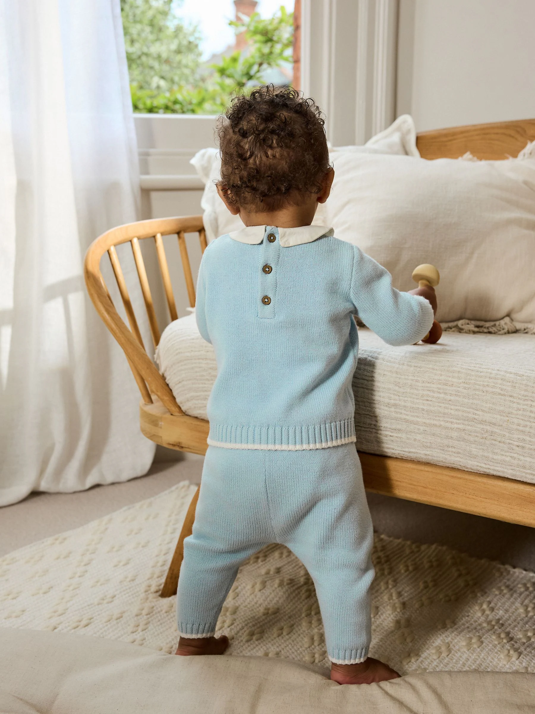 Blauw - Gebreide trui en leggings babyset (0mnd-3jr)