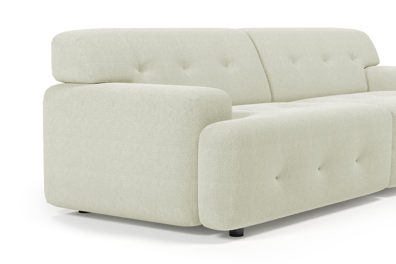 Bob 3-seter Tekstil Mito 01 Antique White med sorte ben.
