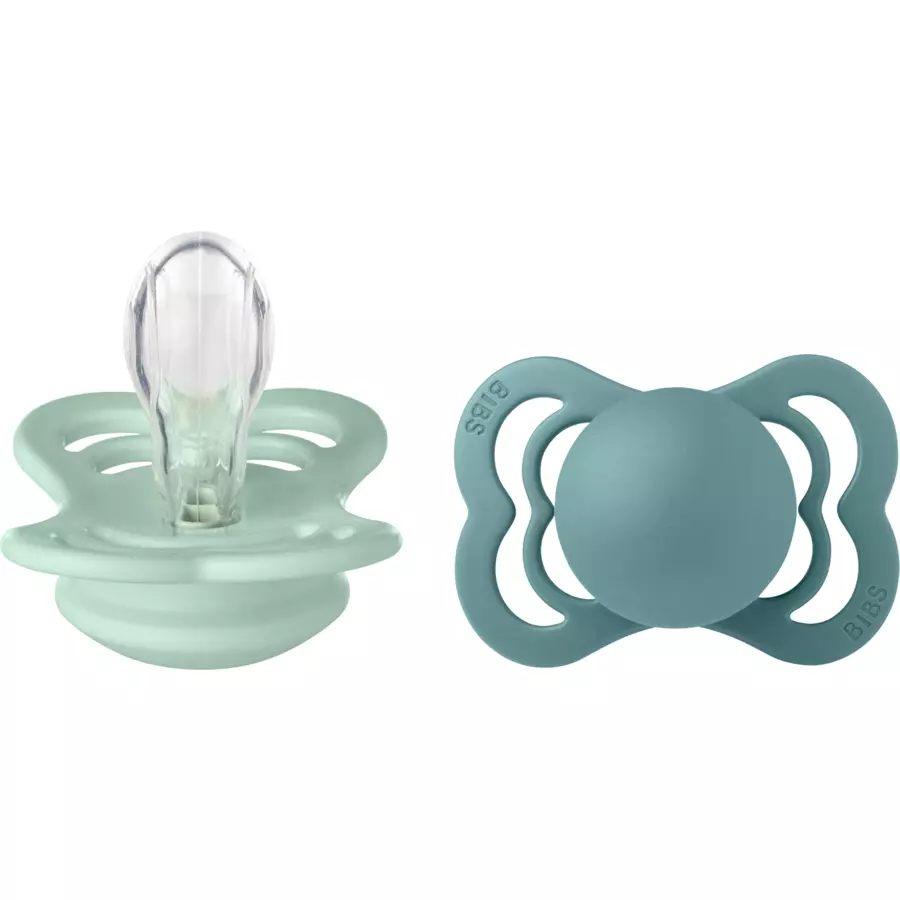 BIBS® Schnuller Supreme Nordic Mint und Island Sea Silikon 0-6 Monate, 2 Stk.