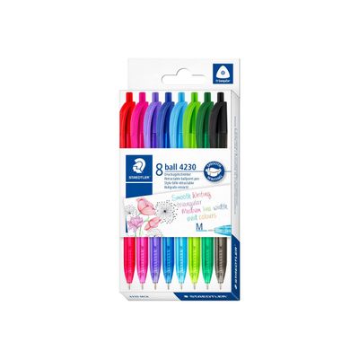 STAEDTLER ball 4230 - Pack de 8 stylos à bille - couleurs assorties - pointe moyenne