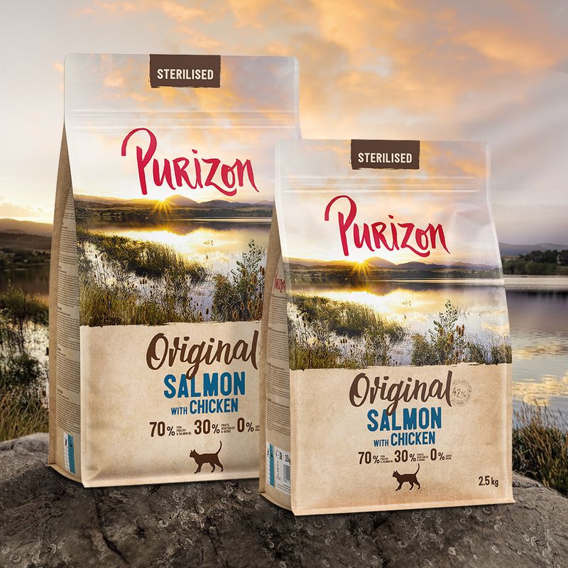 Purizon Sterilised Adult saumon, poulet - sans céréales ✓ pas cher