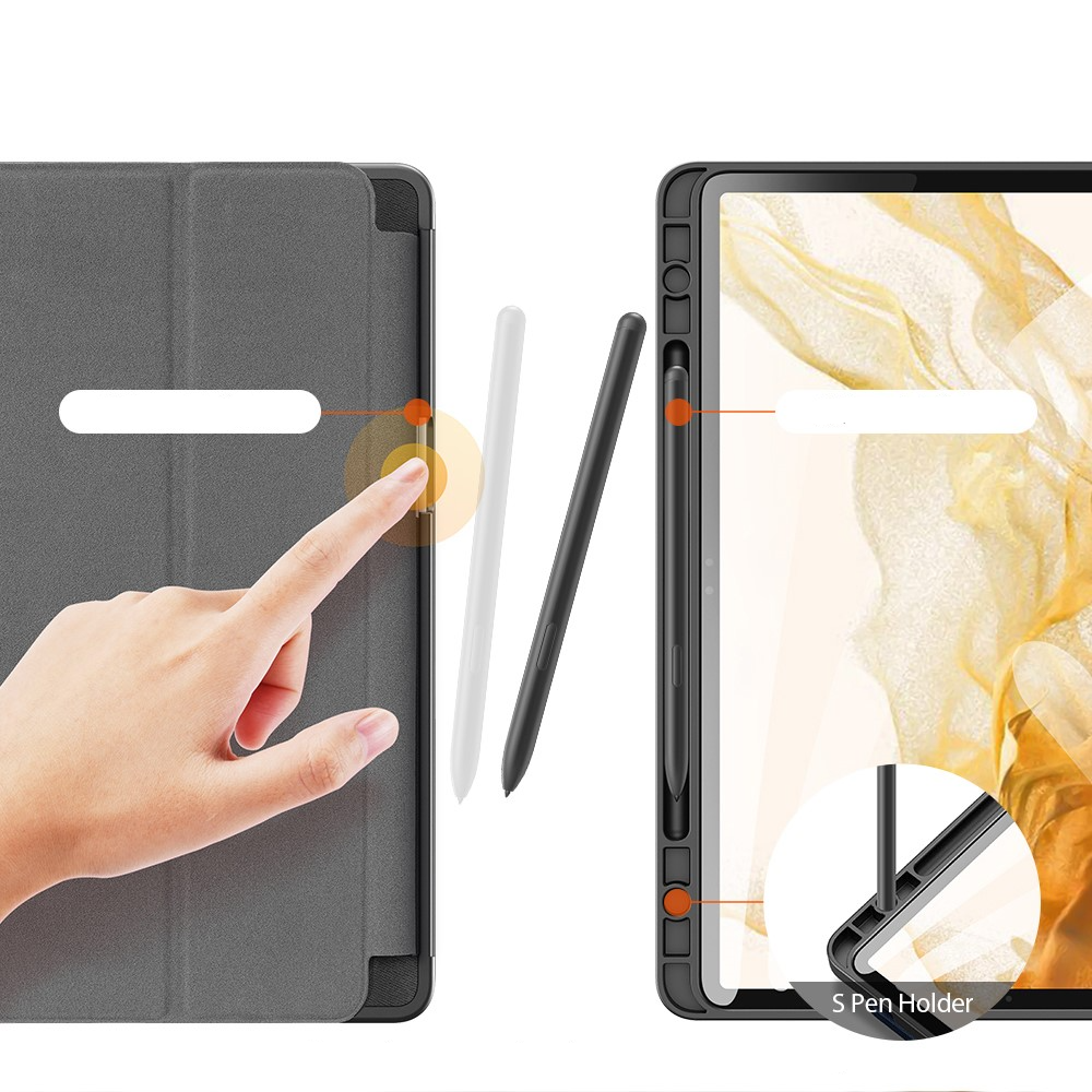 Samsung Galaxy Tab S8 / Tab S7 Tasche Smart Cover Hülle Stoff Design mit S-Pen Halterung - Schwarz