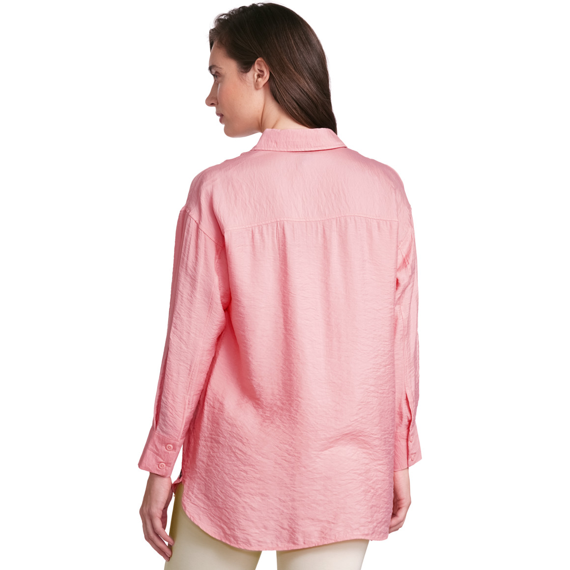 Gina Collection Damen Longbluse mit Kentkragen rosa