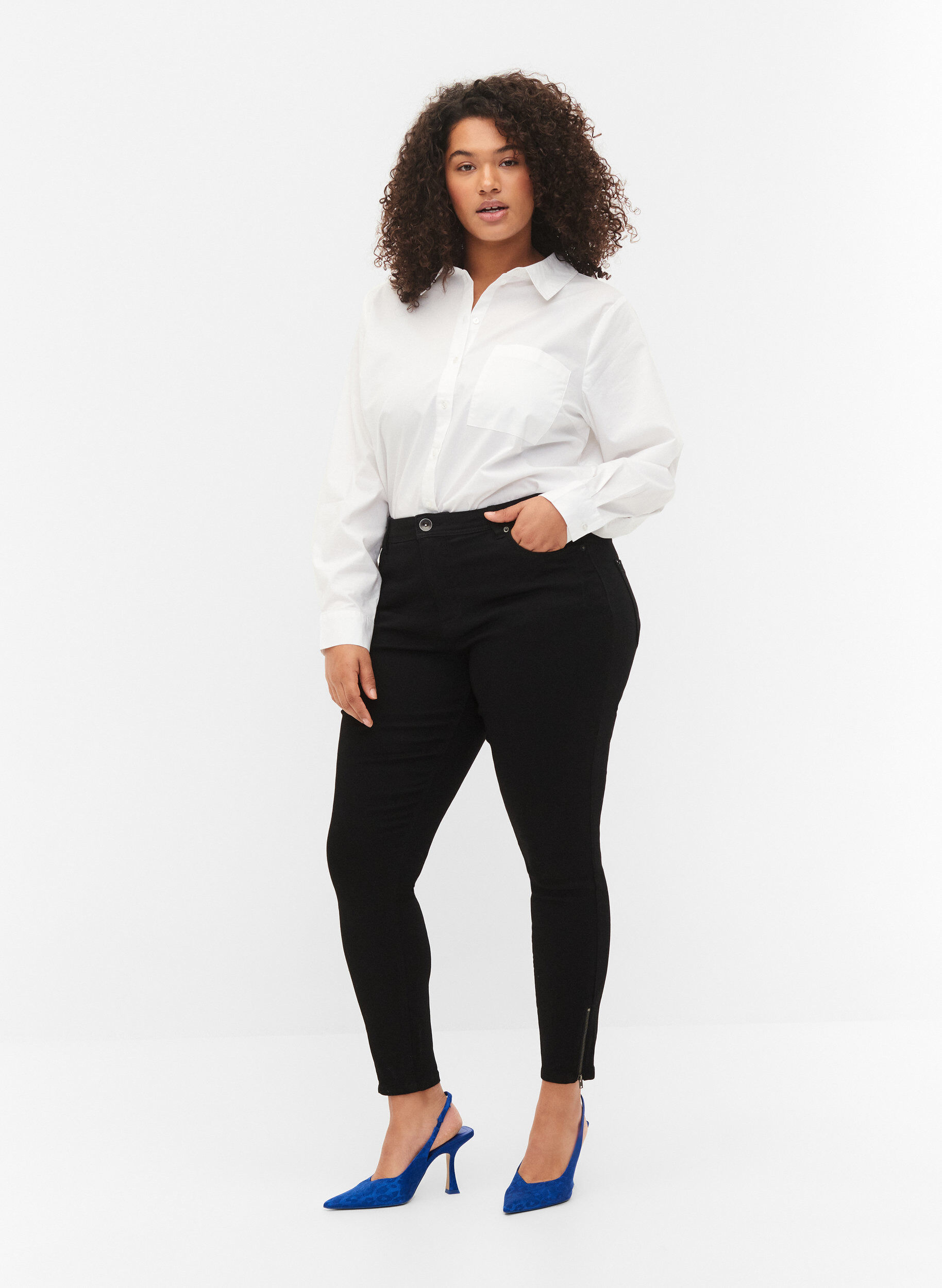 Cropped Amy jeans med lynlås