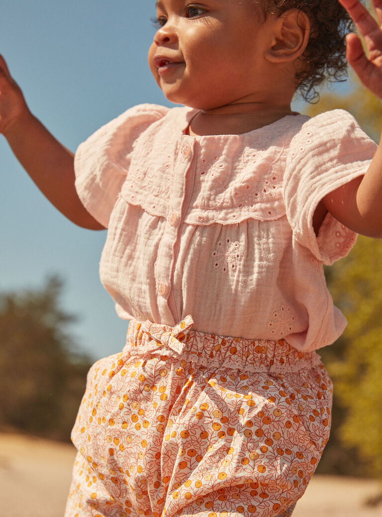 Blouse nude en double gaze de coton