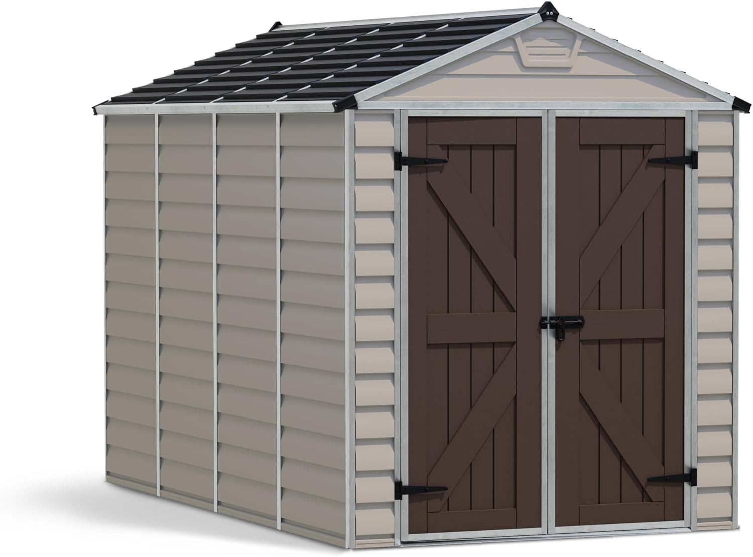 Palram Canopia by Gerätehaus Skylight 6x10 Geräteschuppen Metall 304 x 185 cm TAN Polycarbonatplatten rostbeständig UV-Schutz