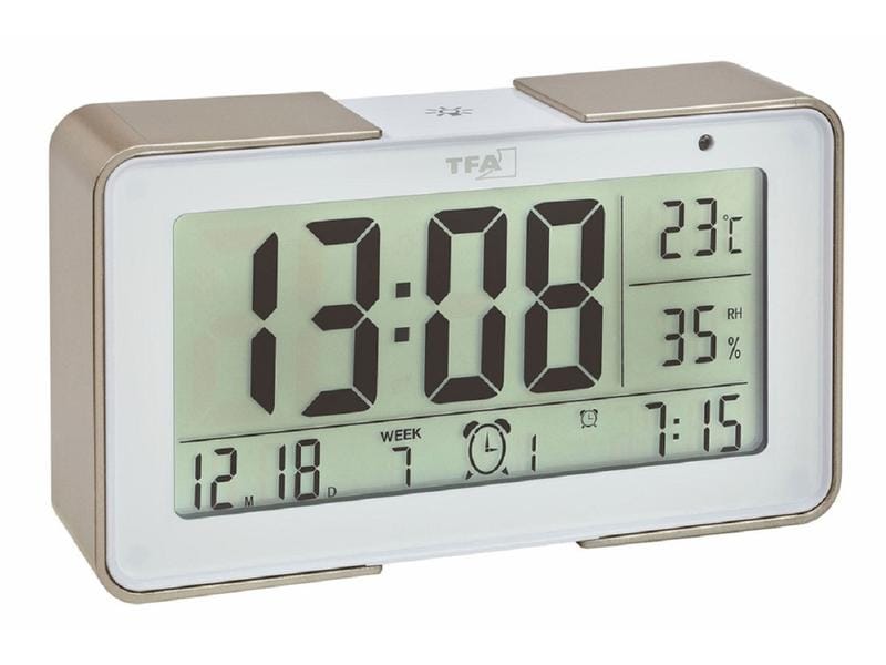 TFA Dostmann Digitalwecker Melody Weiss/Champagner Funkwecker