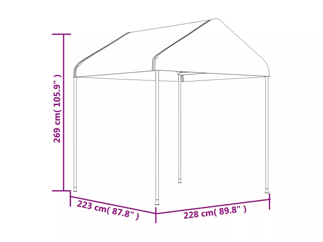 Belvédère avec toit blanc 20,07x2,28x2,69 m polyéthylène