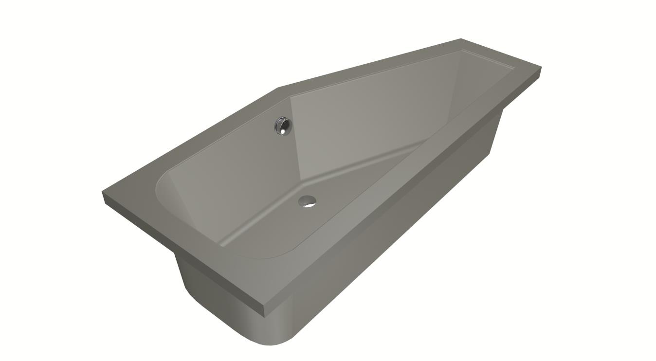 Xenz Lagoon Compact badkuip rechts 170x75x45cm cement