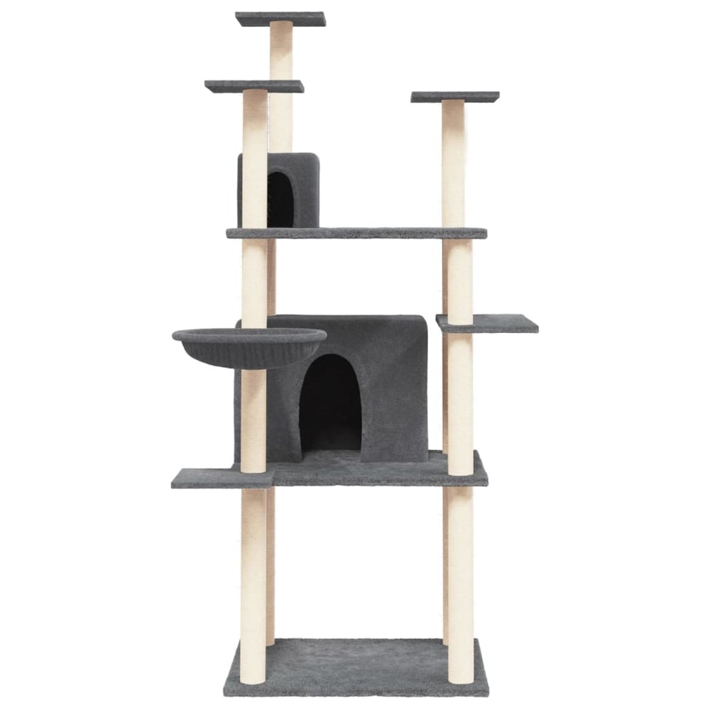Arbre à chat avec griffoirs en sisal gris foncé 166 cm