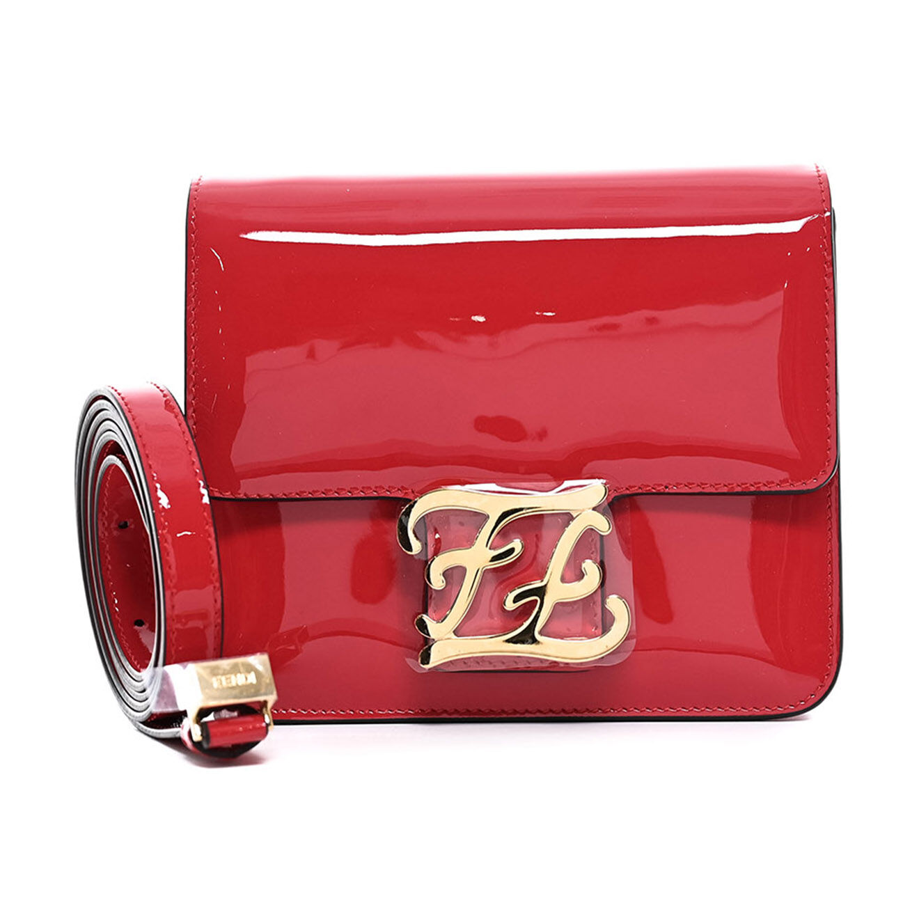 Fendi Sac bandoulière en Cuir verni rouge - Neuf avec étiquette - Longueur 18 cm