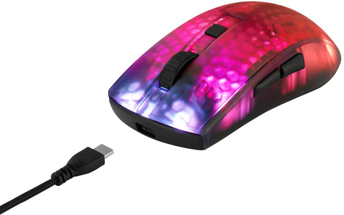 DM320 Optische Transparente Wireless Gaming Maus 10000 DPI   RGB Beleuchtung (Windows) (GAM-145) - Schwarz