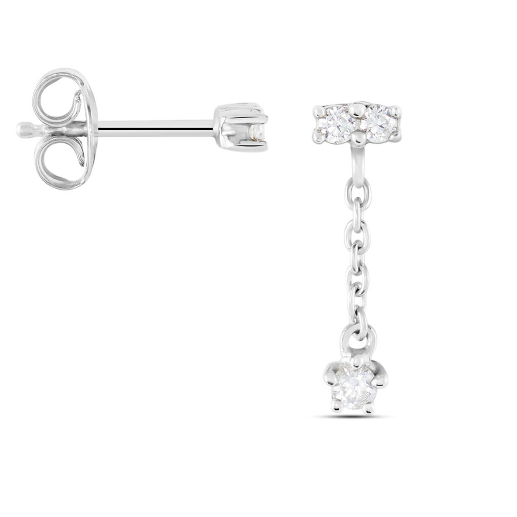 Boucles D'oreilles Dépareillées Argent Blanc Braden Oxyde De Zirconium
