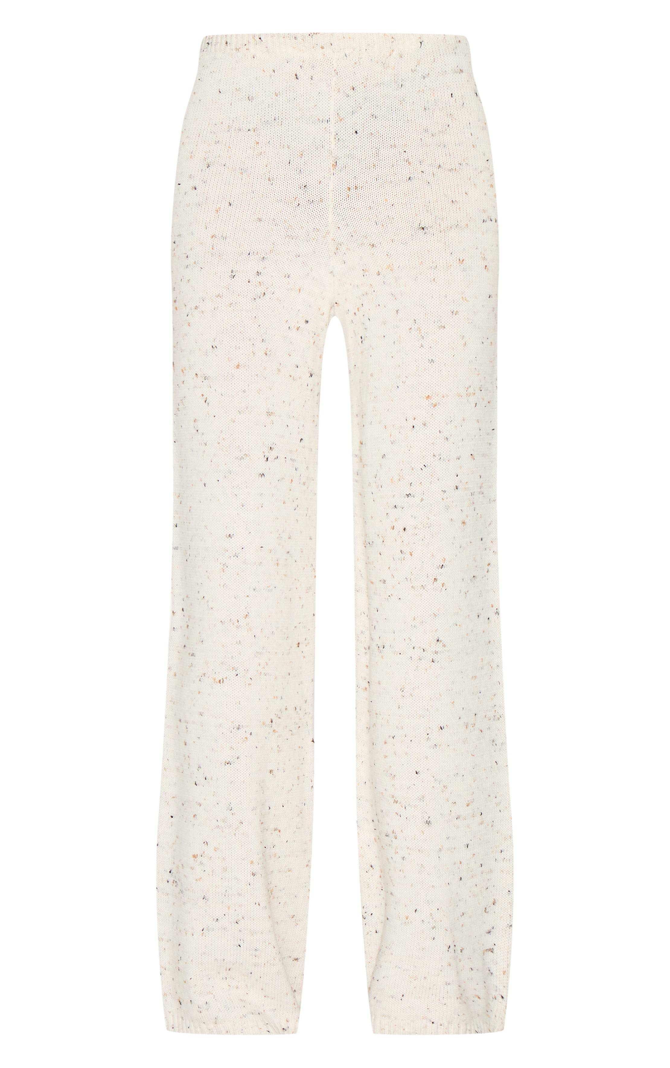 Crème Pantalon Tricoté Chiné