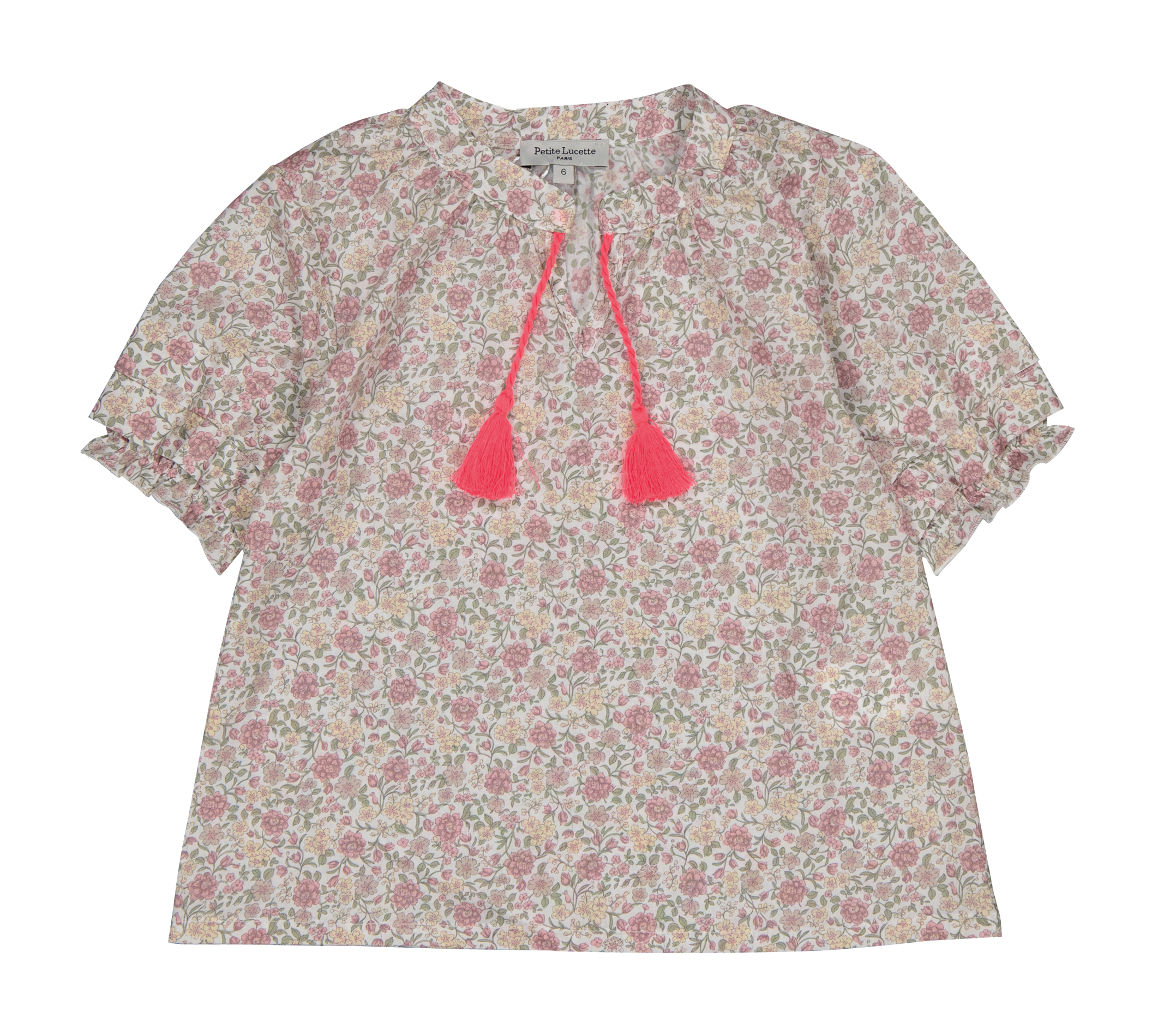 CECILE - Blouse col tunisien imprimée en coton bio | Multicolore