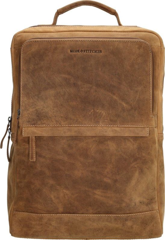 Hide & Stitches - Idaho Rugzak - Zwart - Leer - Gewatteerde Schouderbanden