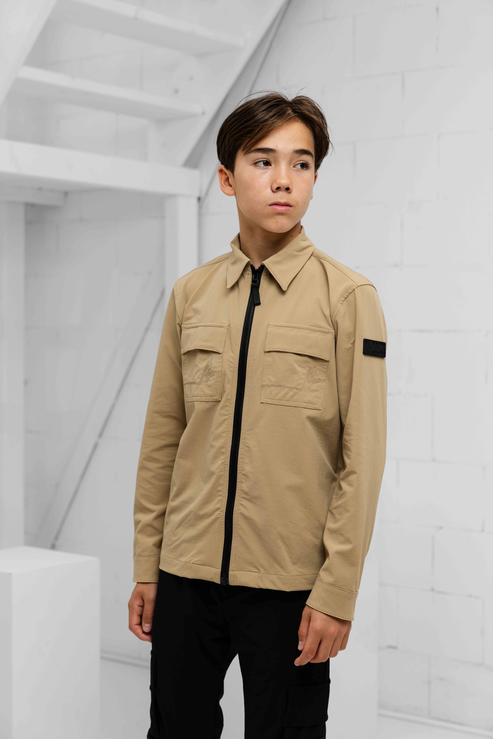 Malelions Ripstop Zip Overshirt Kids Bruin