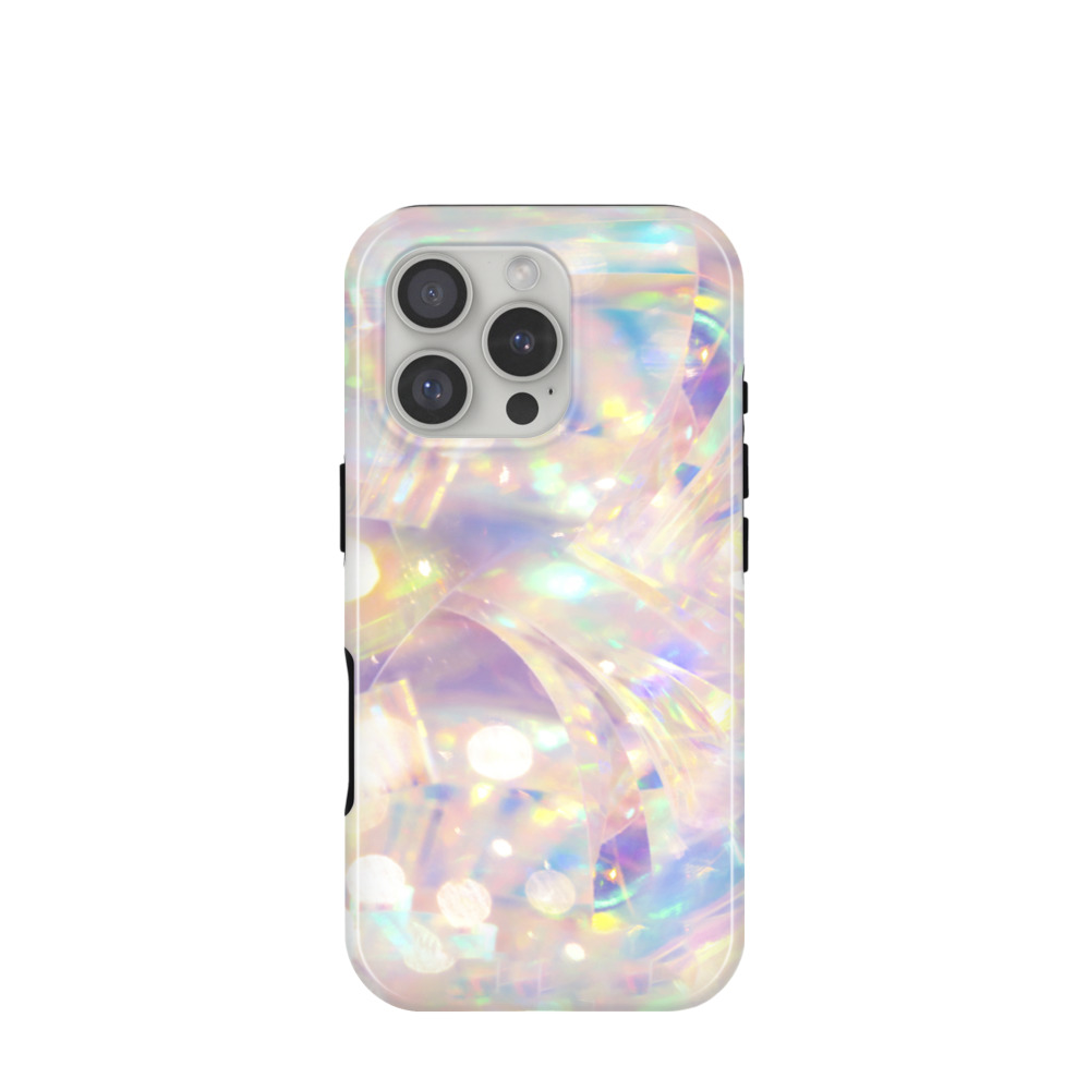 iPhone 16 Pro Hybrid (Kunststoff / Gummi) Hülle Kristall Lichtspiel - Versch. Farben