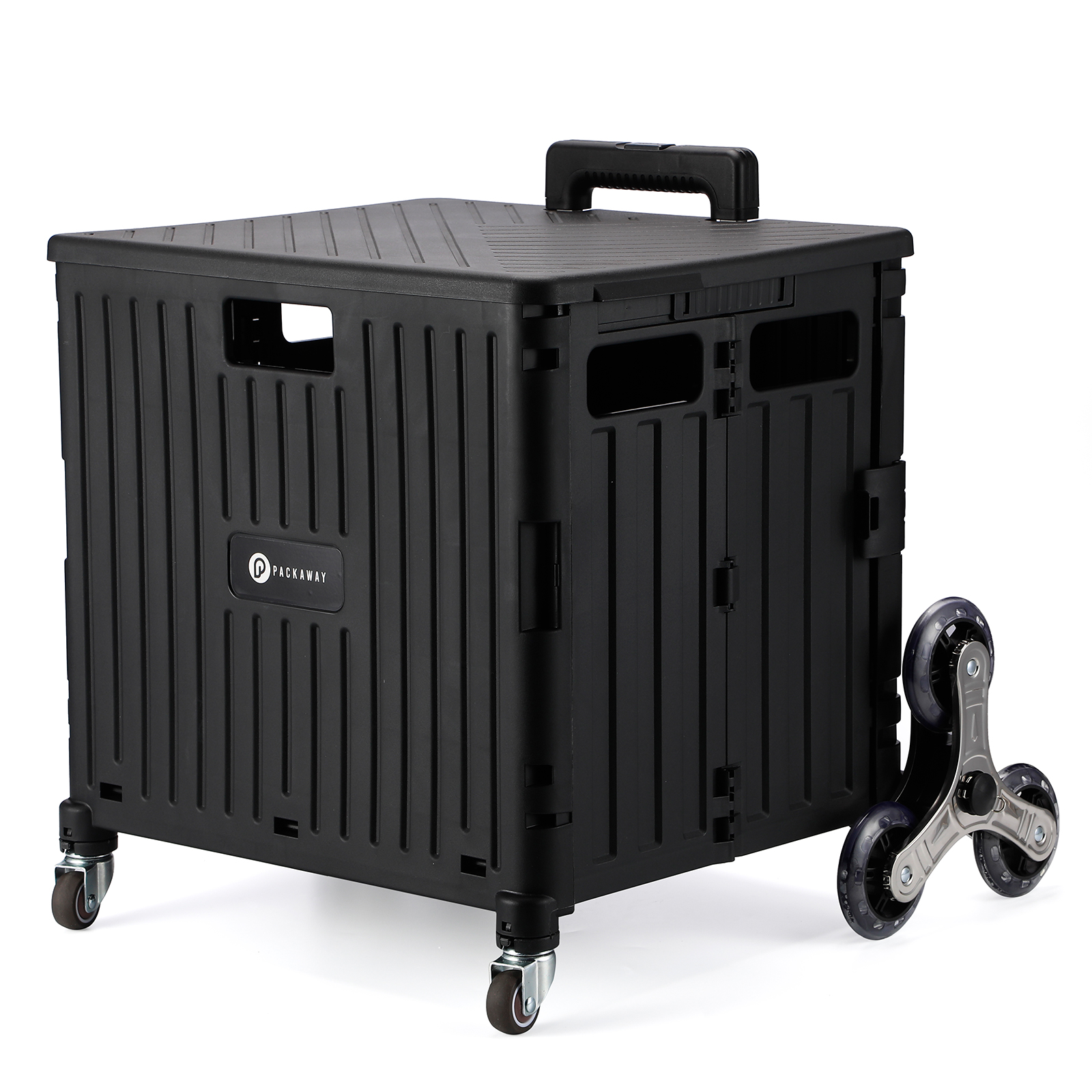 Packaway 50 liter boodschappentrolley met trapwielen - Black
