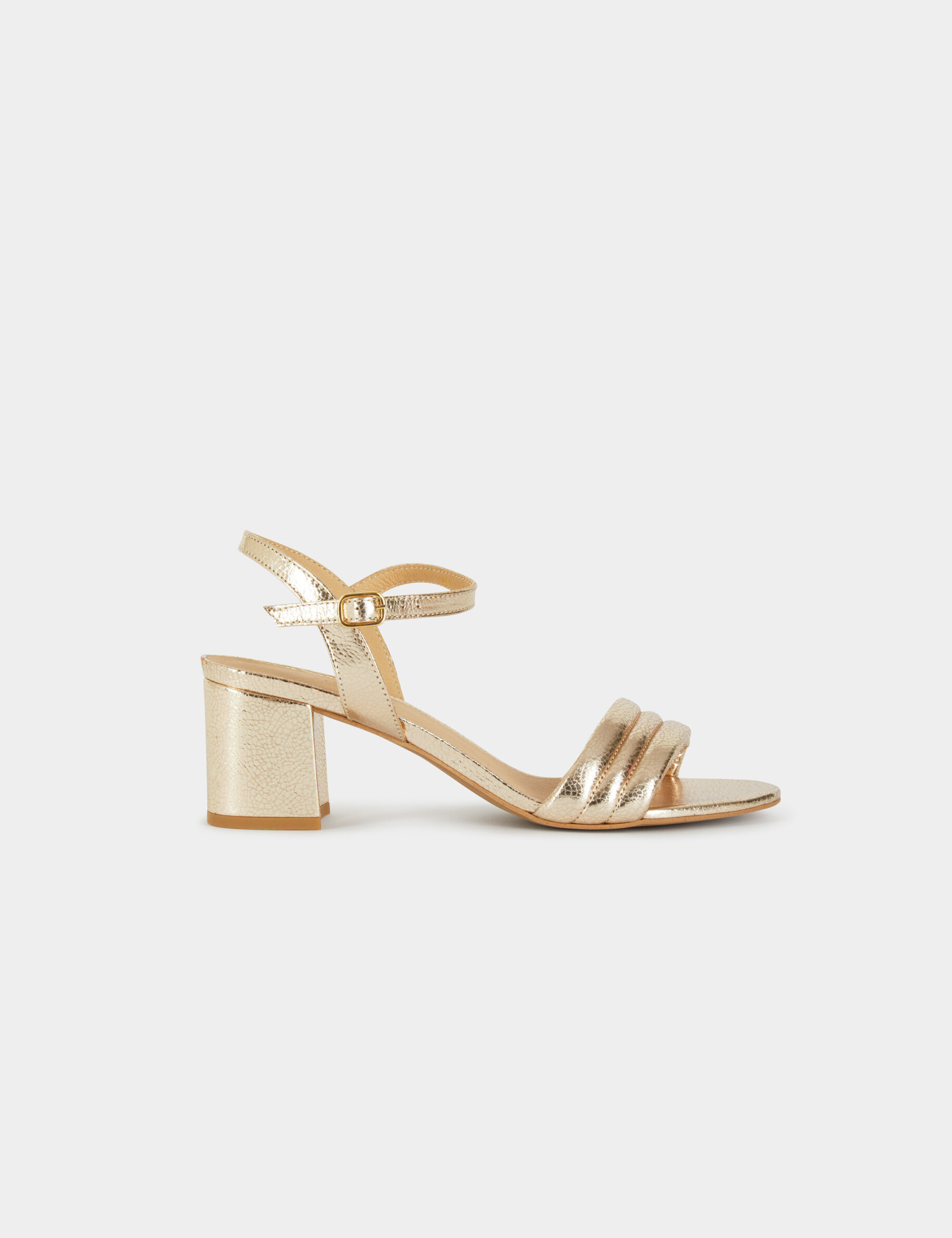 Sandales à talons métallisées en cuir dore femme - dore