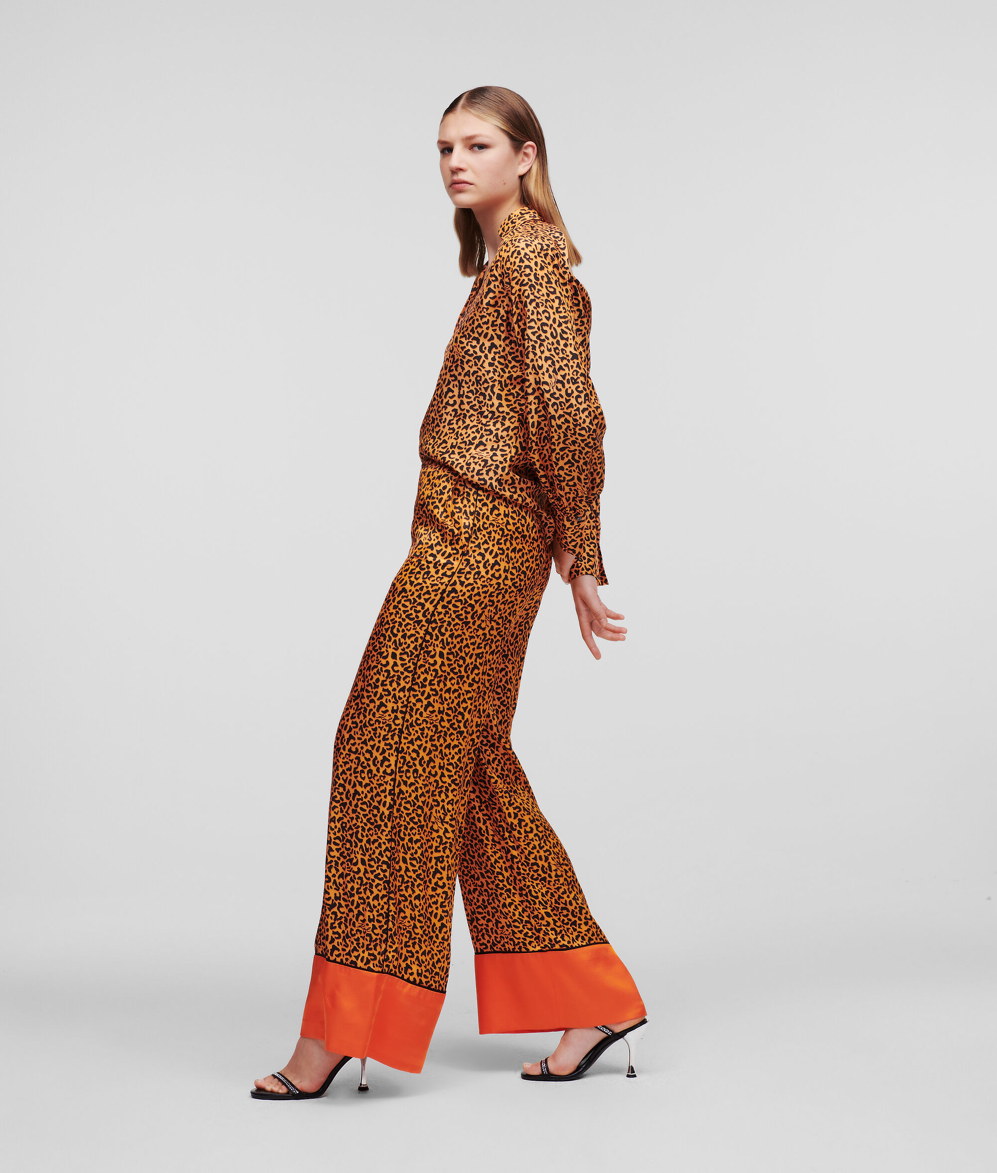 PANTALON LARGE À IMPRIMÉ LÉOPARD