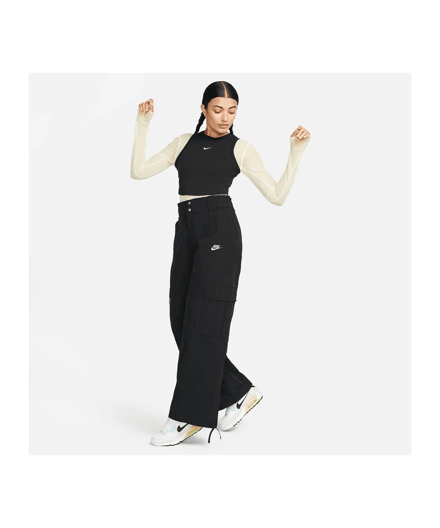 Nike Chill Knit Mini Rib Crop Tanktop Damen Schwarz F010