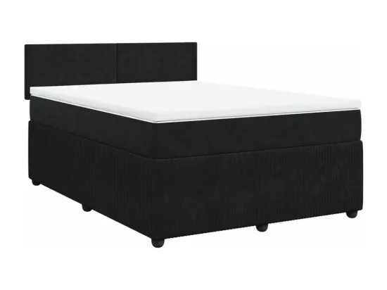 Sommier à lattes de lit avec matelas Noir 140x190 cm Velours