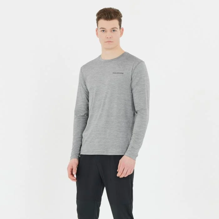 Endurance Herre T-shirts Abdon Melange Long Sleeve Tee Grå