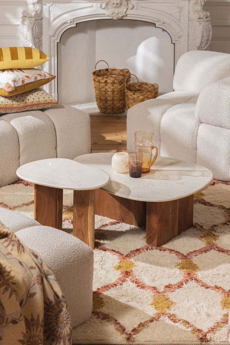 Sissy-Boy Houten koffietafel met marmer blad