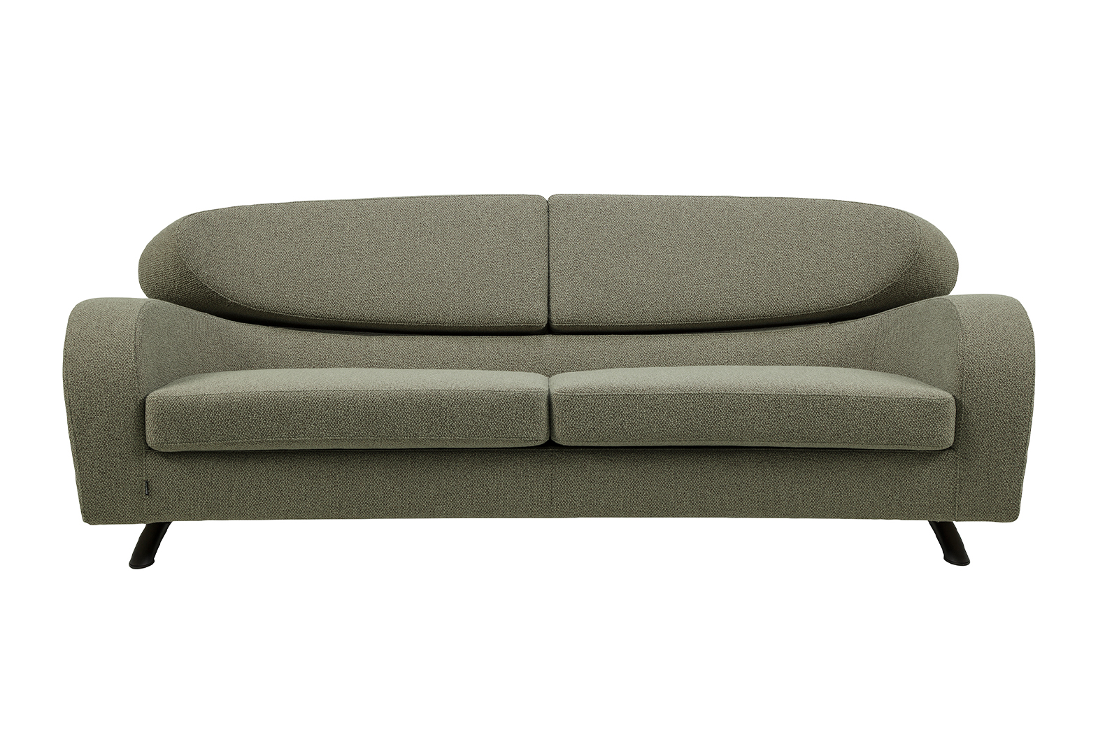 Stream sofa I tekstil Taffie olive med sortlakkerte ben.
