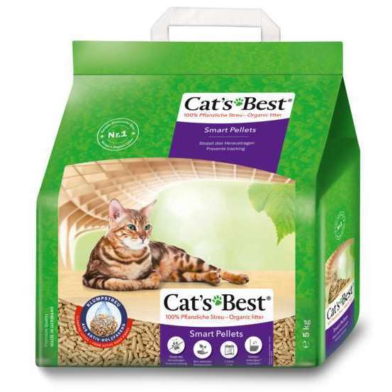 Litière végétale agglomérante pour chat Cat's Best Smart Pellets-5kg