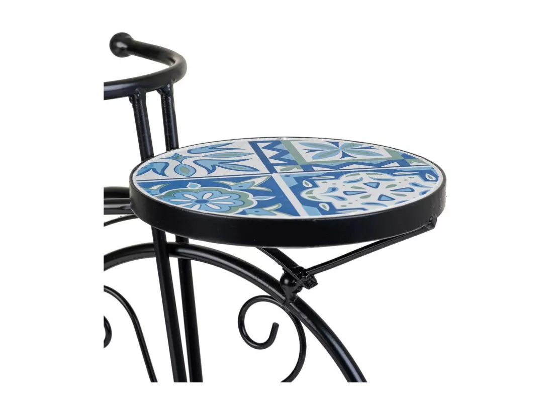 Support vélo en mosaïque et fer forgé noir 67x26.5x43h