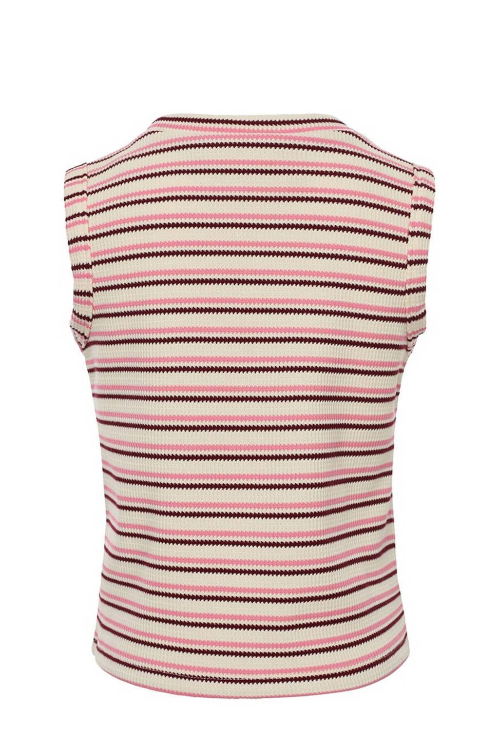LOOXS gestreepte fijngebreidetop roze/wit