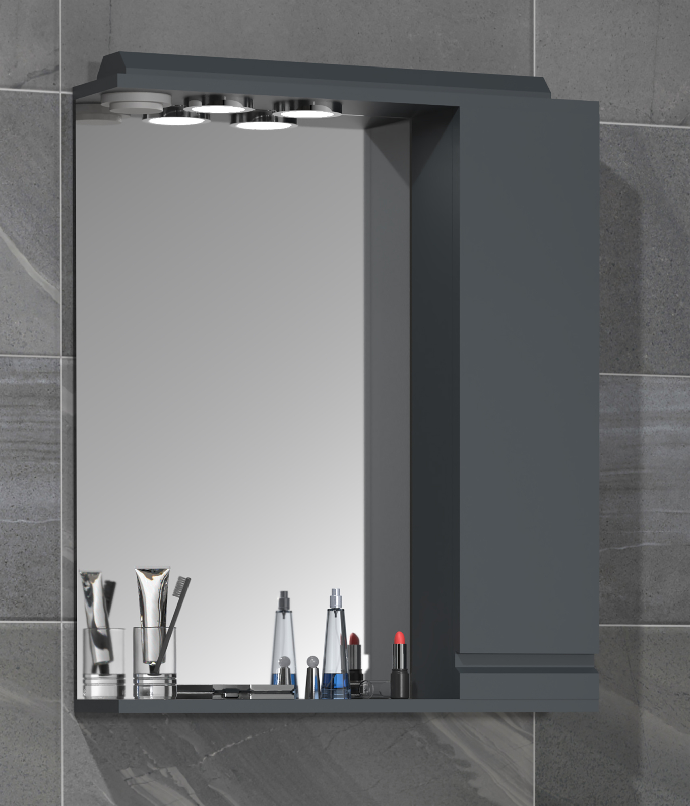 Spiegelschrank SILORA L - anthrazit - mit Beleuchtung - 60 cm