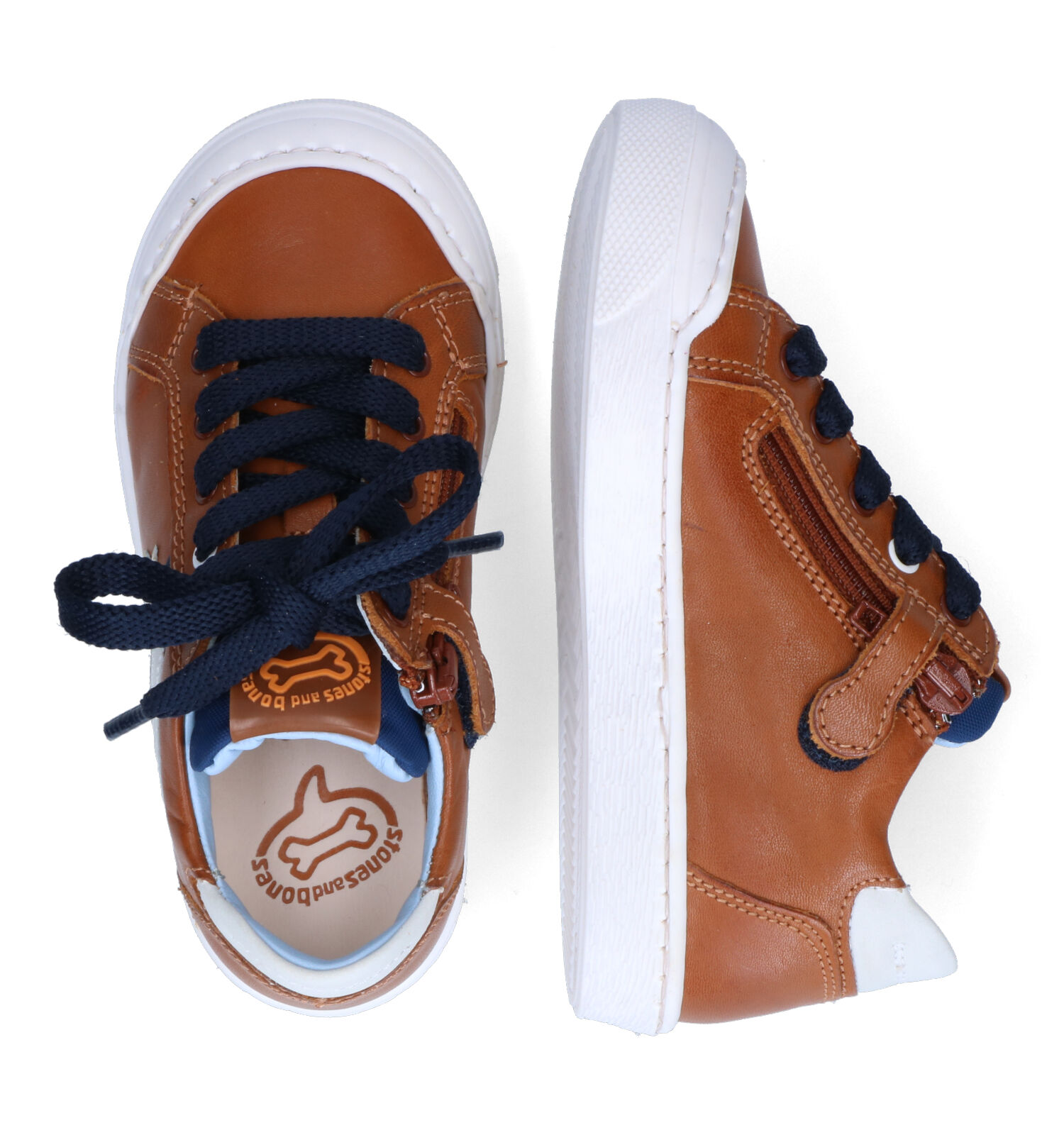 Rits/veterschoenen cognac