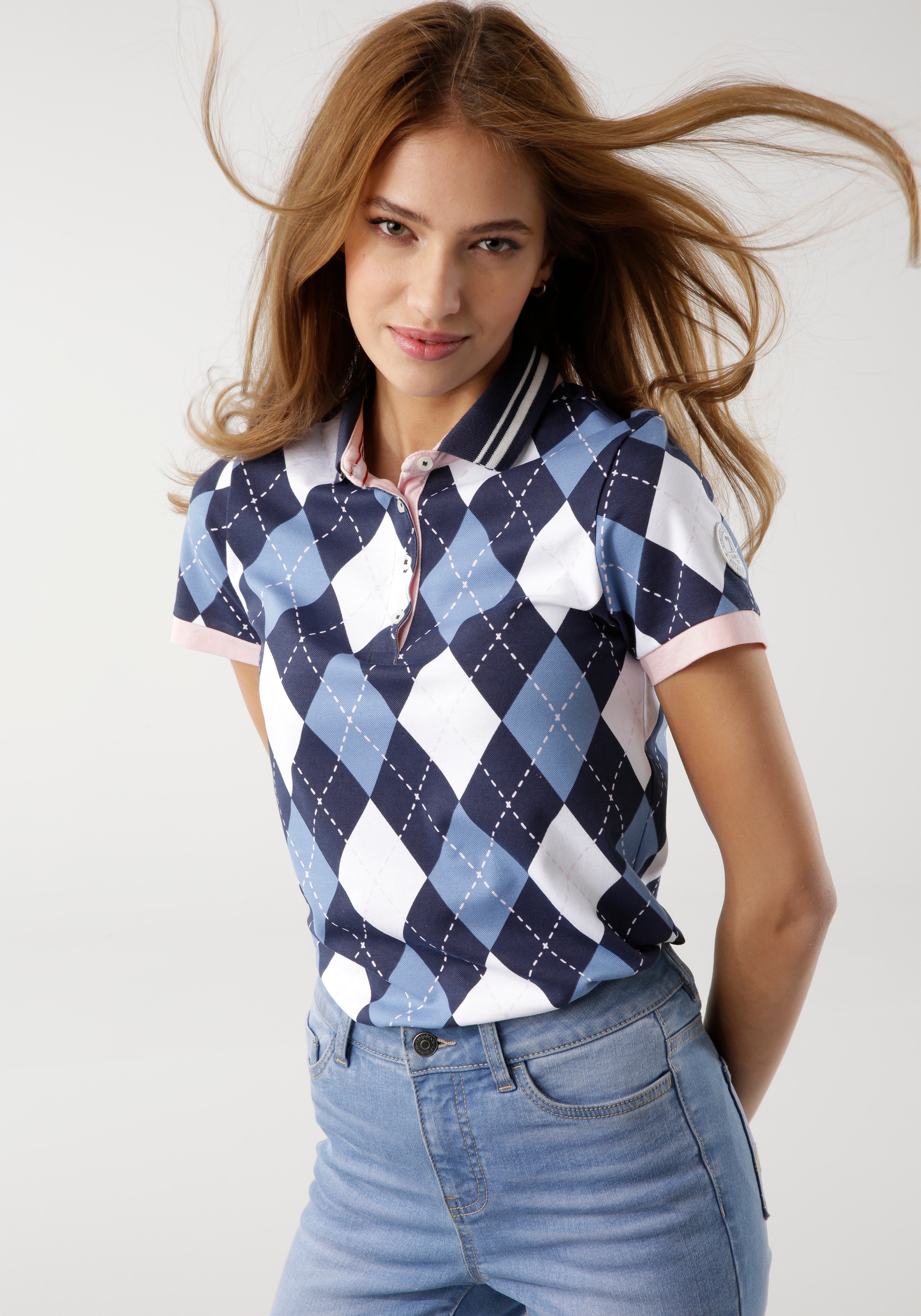 KangaROOS Poloshirt , Kurzarm,  figurbetonte Passform,  Polokragen mit Knopfleiste