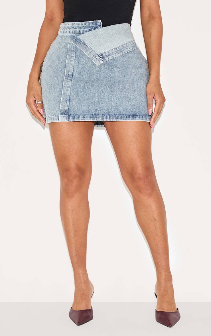 Bleu Délavé Jupe Mini En Denim À Taille Repliée Shape